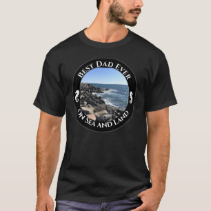 Camiseta Mejor Papá Jamás Océano Atlántico Azul Mar Rocoso
