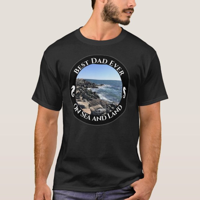 Camiseta Mejor Papá Jamás Océano Atlántico Azul Mar Rocoso (Anverso)