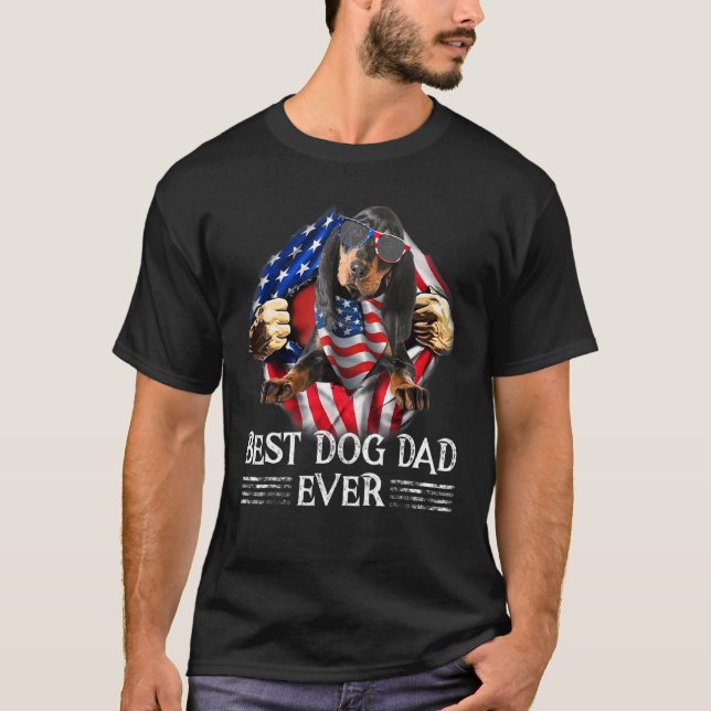 Camiseta Mejor Papá Negro Y Tan Coonhound Que Nunca Fla Est (Anverso)