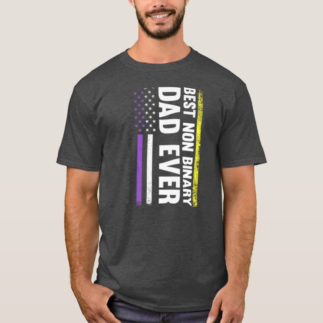 Camiseta mejor papá no binario jamás bandera no binaria Org (Anverso)