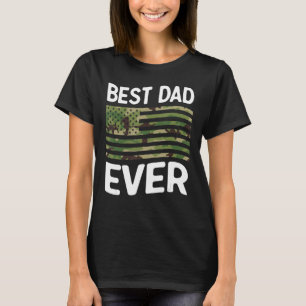 Camiseta Mejor Papá Nunca Bandera Americana Camoufla Milita