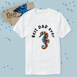 Camiseta Mejor Papá Nunca Colorful Seahorse Nautical