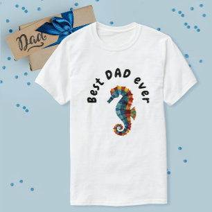 Camiseta Mejor Papá Nunca Colorful Seahorse Nautical