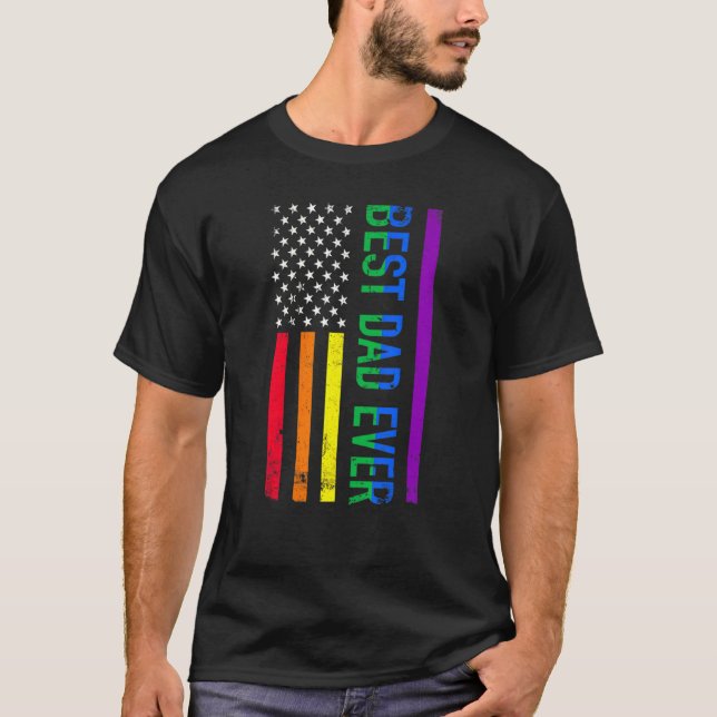 Camiseta Mejor Papá Nunca Lgbt Arcoiris Padre De Bandera Es (Anverso)