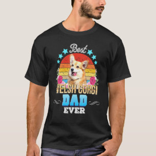 Camiseta Mejor Papá Perro Galés Corgi Floral Retro Día del