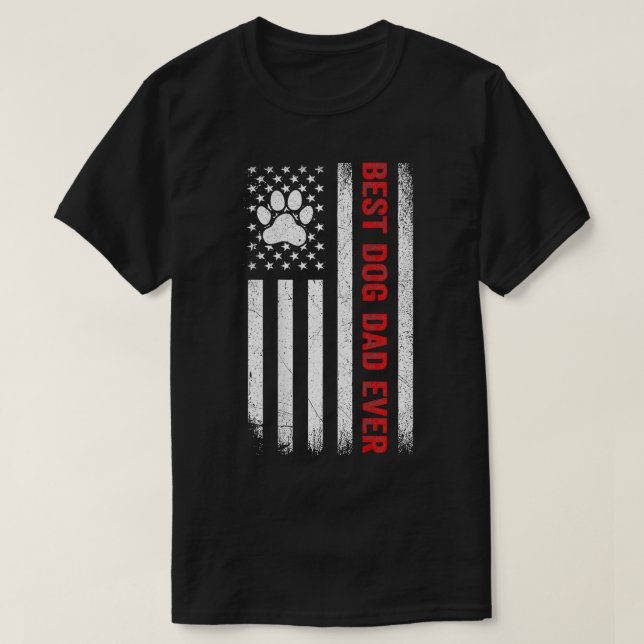 Camiseta Mejor Papá Perro Jamás Bandera Estadounidense Amor (Diseño del anverso)