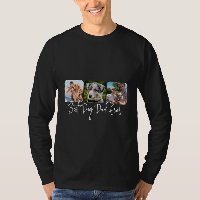 Camiseta Mejor Papá Perro - Personalizado de 3 Collages de  (Anverso)