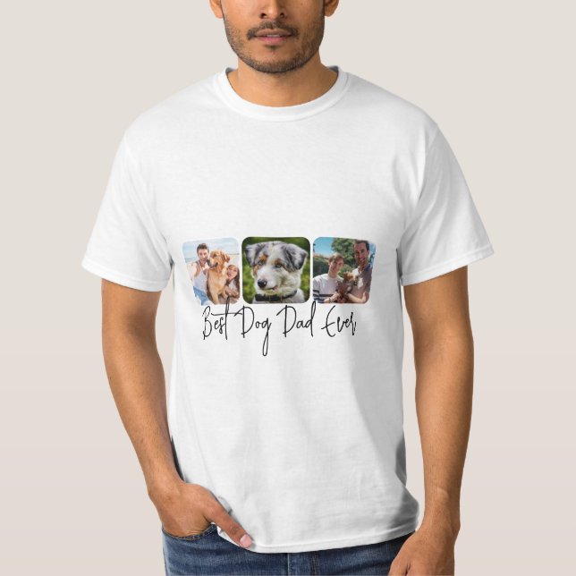 Camiseta Mejor Papá Perro - Personalizado de 3 Collages de  (Anverso)