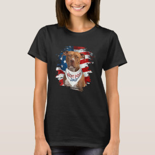 Camiseta Mejor Papá Perro Pitbull Terrier Cute Bandera Usa 
