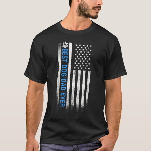 Camiseta Mejor Papá Perro Que Nunca Bandera Estadounidense  (Anverso)
