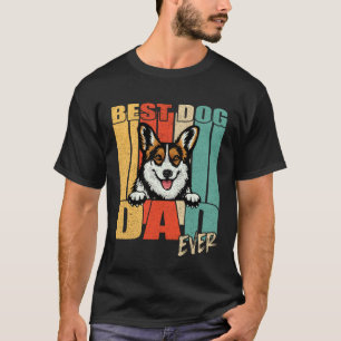 Camiseta Mejor Papá Perro Tricolor Corgi Día del Padre Vint