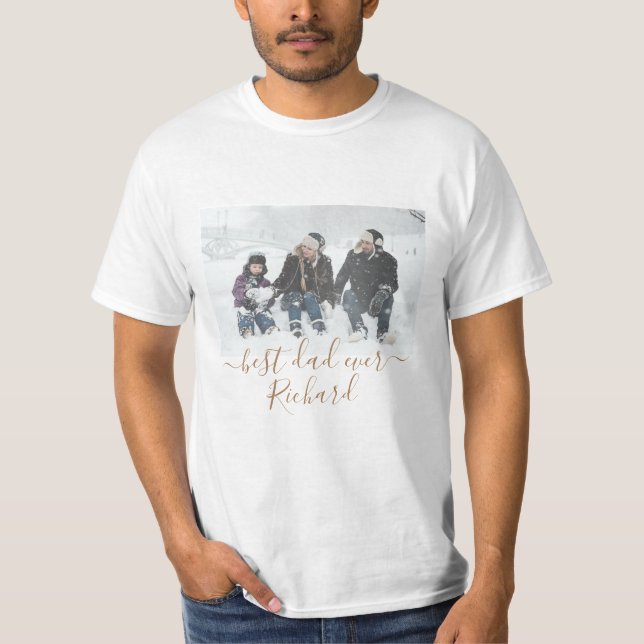 Camiseta Mejor Papá, Personaliza Tu Nombre, Foto (Anverso)