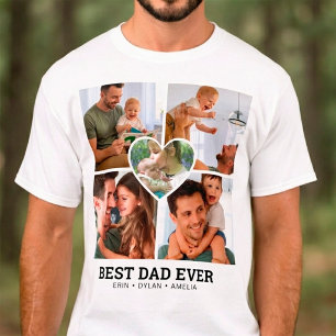 Camiseta Mejor Papá Personalizado Moderno Collage de 5 Foto