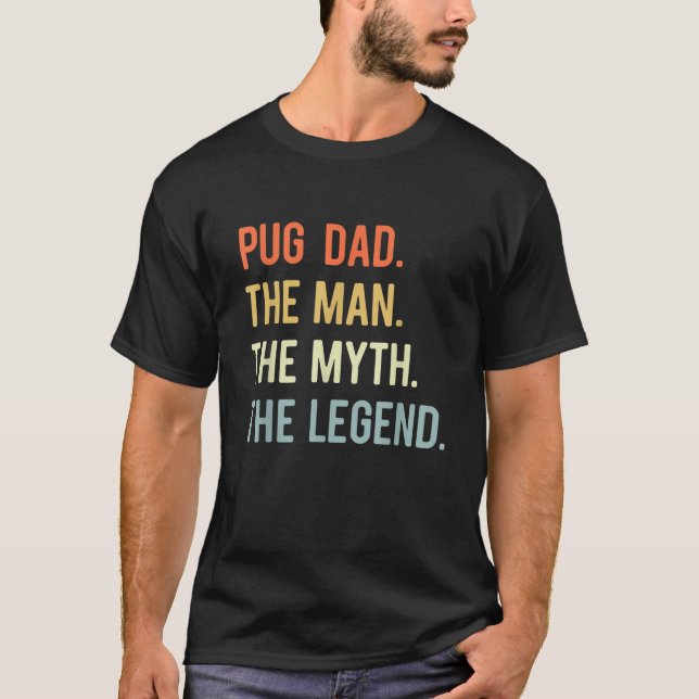Camiseta Mejor Papá Pug Regalos Perro Animales Amantes Mito (Anverso)