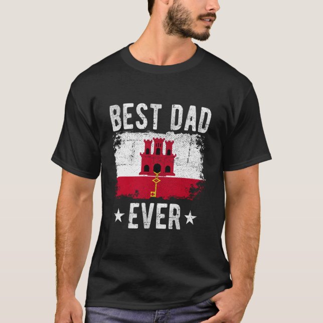 Camiseta Mejor papá que padre gibraltareño con la bandera d (Anverso)
