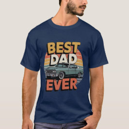 Camiseta Mejor Papá Retro Vintage Teal Muscle Car