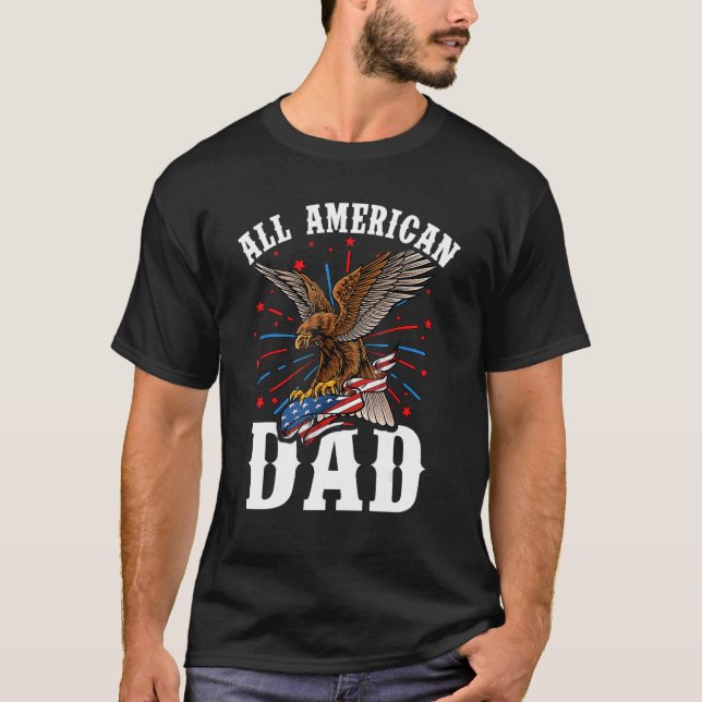 Camiseta Mejor Papá Todos Los Papá Americanos Eagle Bandera (Anverso)