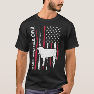 Camiseta Mejor Papá Vaca Americano Granja Vaca Bandera Amer