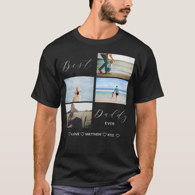 Camiseta Mejor Papi Siempre - Personalizado Foto Familiar K (Anverso)