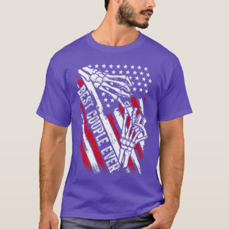Camiseta Mejor Pareja Ever Skeleton Manos Bandera de Estado