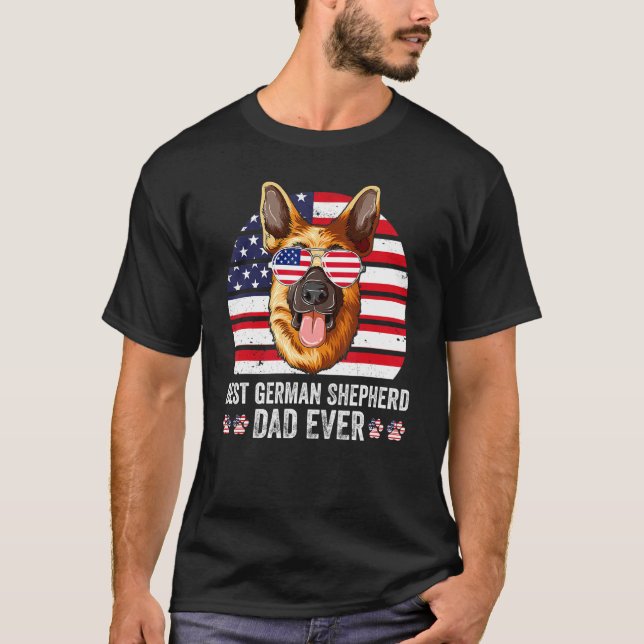 Camiseta Mejor Pastor Alemán Papá Jamás Perro Bandera Ameri (Anverso)