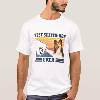Camiseta Mejor Pastor De Shetland Sheltie Mamá Siempre Vint