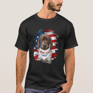 Camiseta Mejor Perro Corto Alemán Pintor Papá Bandera Usa F