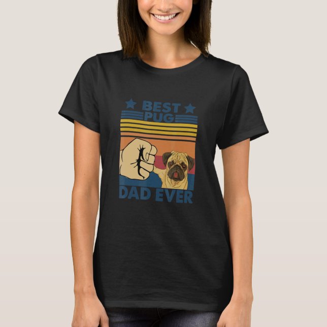 Camiseta Mejor Perro de Pug Papa Retro (Anverso)
