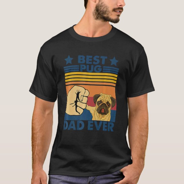 Camiseta Mejor Perro de Pug Papa Retro (Anverso)