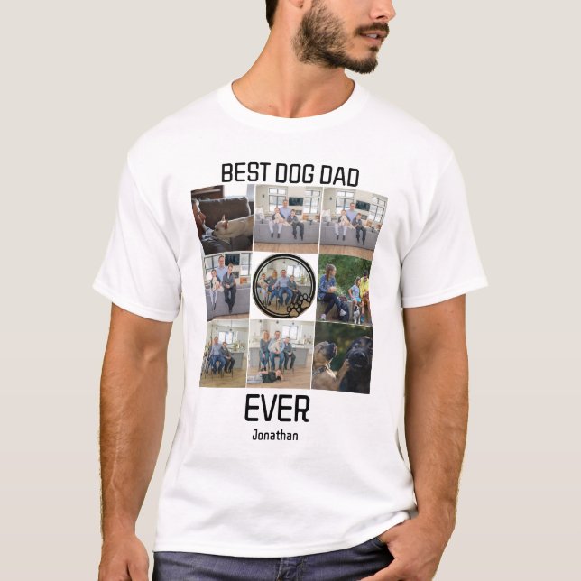 Camiseta Mejor Perro Papá Personalizado 9 Collage de fotos (Anverso)