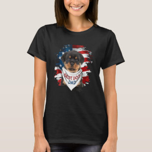 Camiseta Mejor Perro Rottweiler Papá Bandera De Estados Uni