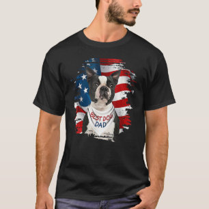 Camiseta Mejor Perro Terrible De Boston Papá Cute Bandera D