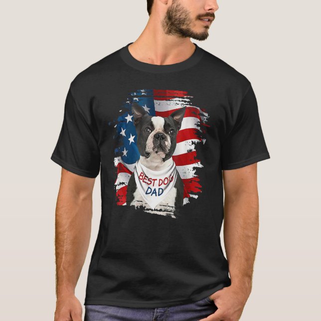 Camiseta Mejor Perro Terrible De Boston Papá Cute Bandera D (Anverso)