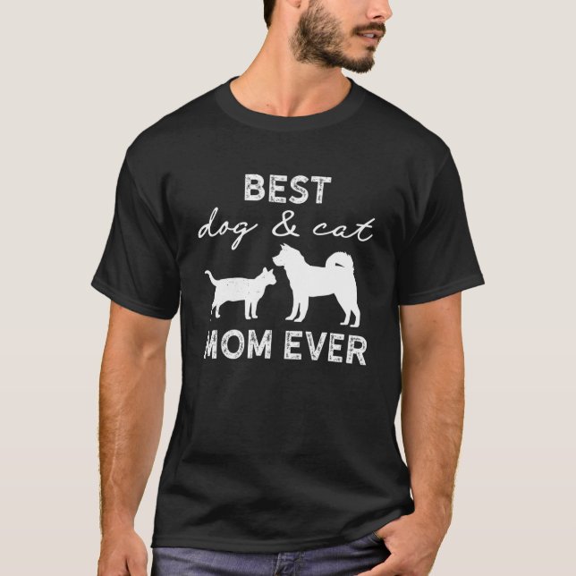 Camiseta Mejor Perro Y Gato Mamá Regalo Loco Gato Dama Perr (Anverso)
