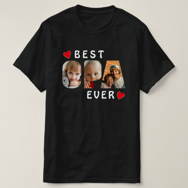 Camiseta Mejor Personalizado de Collage de fotos Opa Ever B (Diseño del anverso)