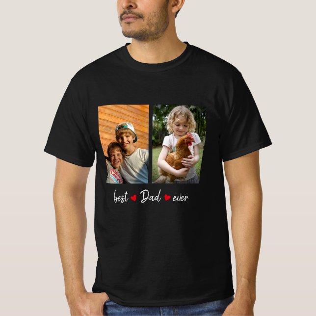 Camiseta Mejor Personalizado de fotos de papá negro 2 (Anverso)