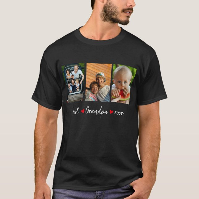 Camiseta Mejor Personalizado de fotos del abuelo jamás negr (Anverso)