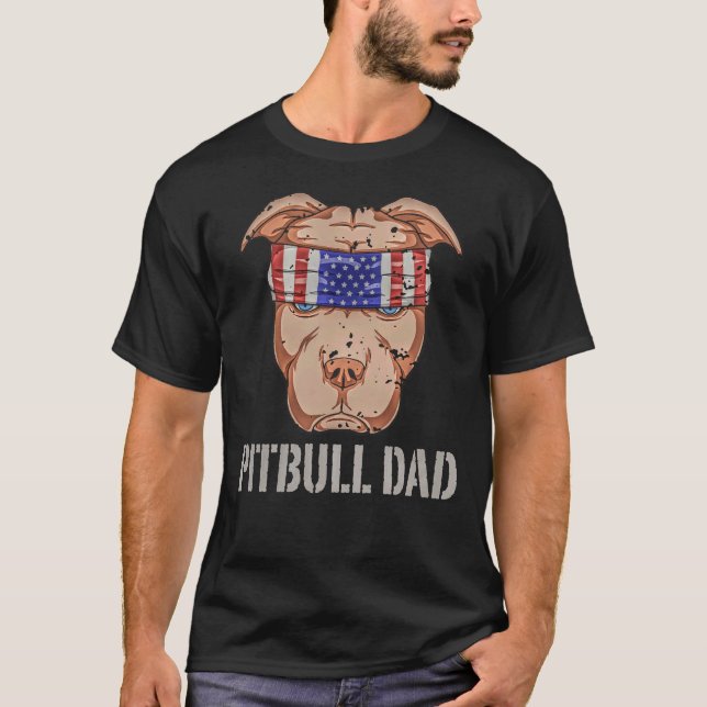 Camiseta Mejor Pitbull Dad American Flag Bandana Pit Bull D (Anverso)