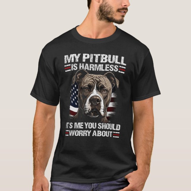 Camiseta Mejor Pitbull Dad Bandera Americana Pitbull (Anverso)