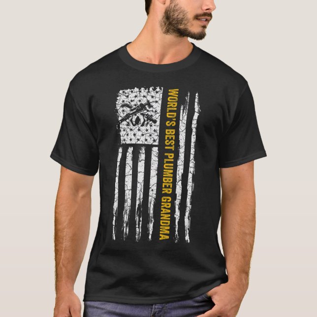 Camiseta Mejor plomero de los mundos de la bandera norteame (Anverso)