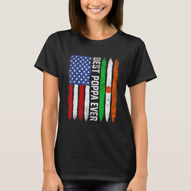 Camiseta Mejor Poppa Día del Padre Níger Us bandera retro (Anverso)