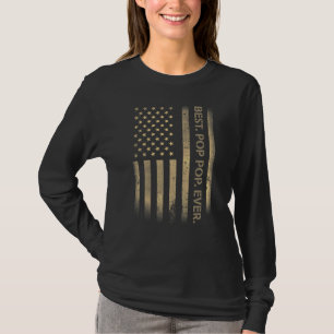 Camiseta Mejor Poppop americano de padre con bandera ondula
