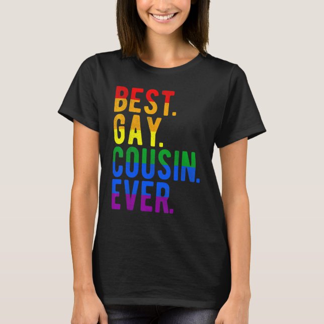 Camiseta Mejor Primo Gay De La Familia De Bandera Arcoiris  (Anverso)