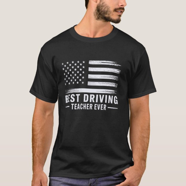 Camiseta Mejor Profesor de Conducir Diseño de Bandera Ameri (Anverso)