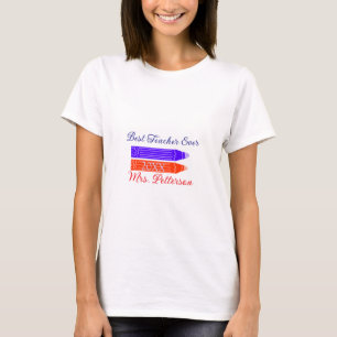 Camiseta Mejor profesor de lágrimas azules rojas que añada 