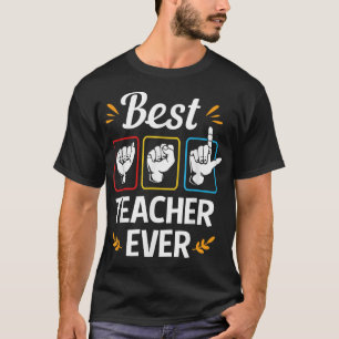 Camiseta Mejor Profesor de Lenguaje de Rótulo de ASL