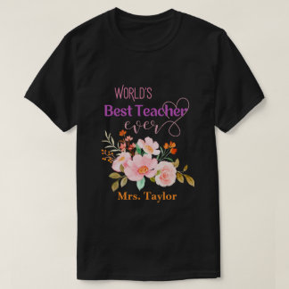 Camiseta Mejor Profesor del Mundo Floral Personalizado
