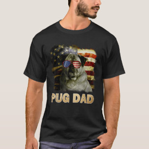 Camiseta Mejor Pug Dad Divertido De La Bandera Estadouniden