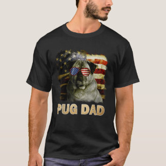 Camiseta Mejor Pug Dad Divertido De La Bandera Estadouniden