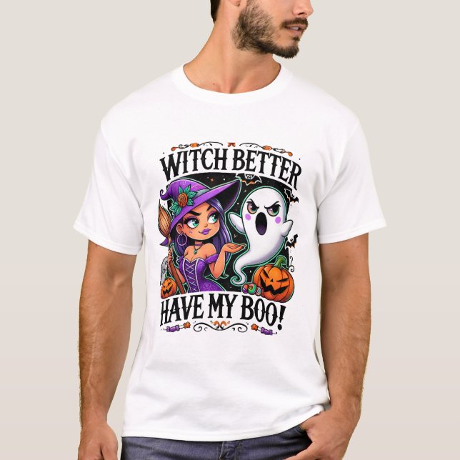 Camiseta Mejor Que La Bruja Tenga Boo | Halloween Vibes Spo (Anverso)